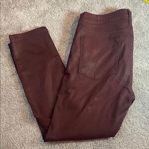 Hudson Jeans Deep Red Skinny Coated Jeans EUC size 30